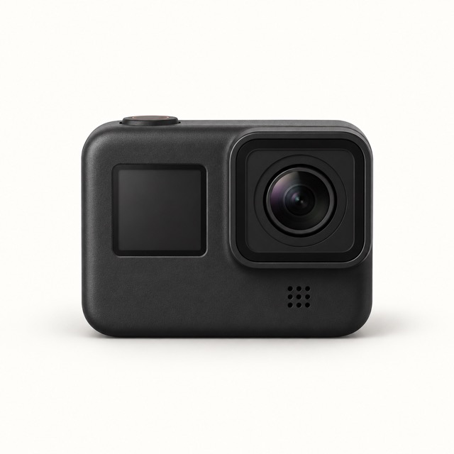 Black action camera representing Content Creator Gear